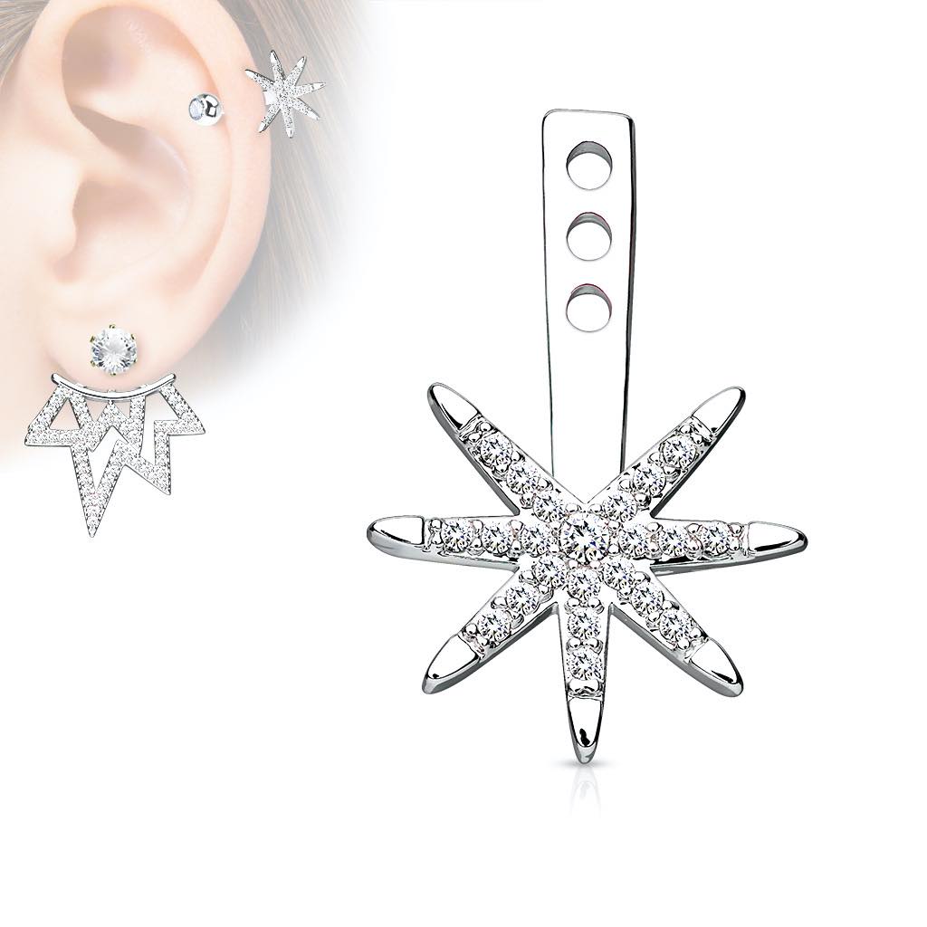 Micro Pave CZ Starburst Earring Jacket / Cartilage Stud Add on Dangle