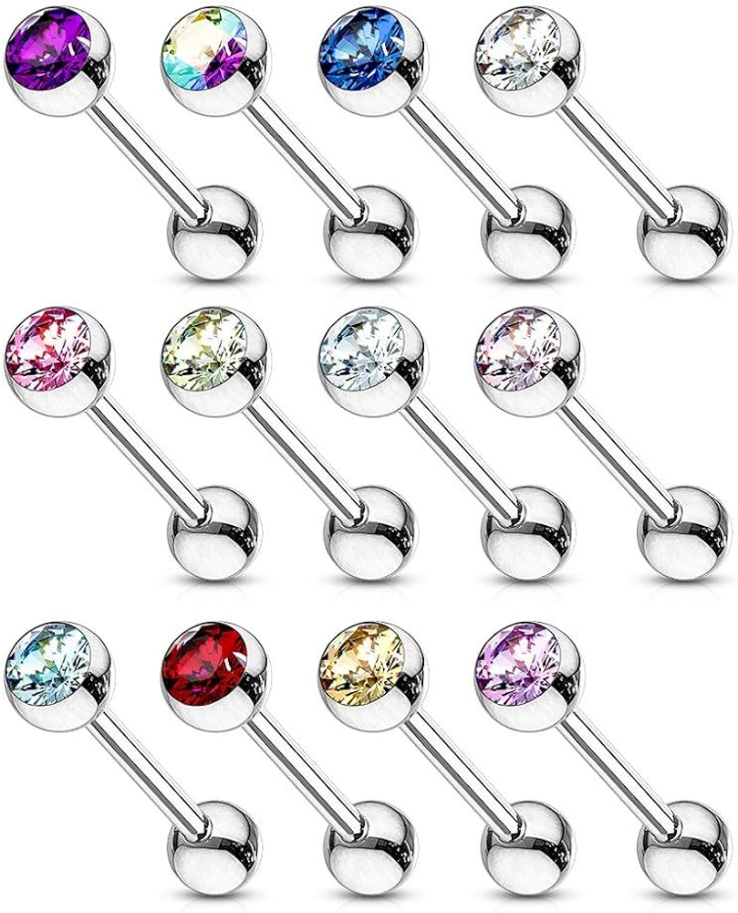 Mixed Colors Barbell with Press Fit Gem Ball