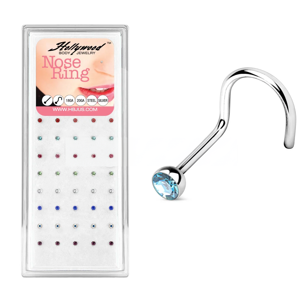 Mixed Gem 316L Surgical Steel Nose Screw