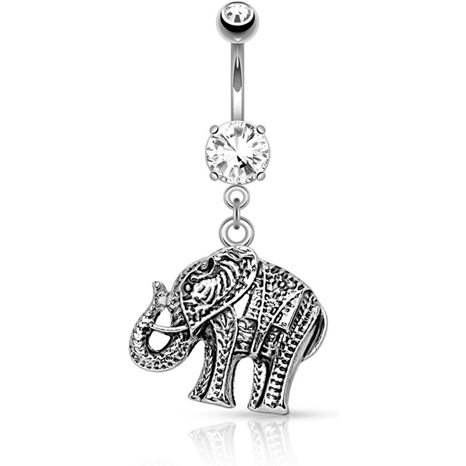316L Surgical Steel 316L Surgical Steel Elephant Dangle Belly Button Ring