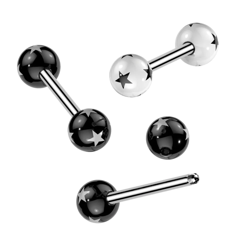 Multi Star Acrylic Balls 316L Surgical Steel Barbell
