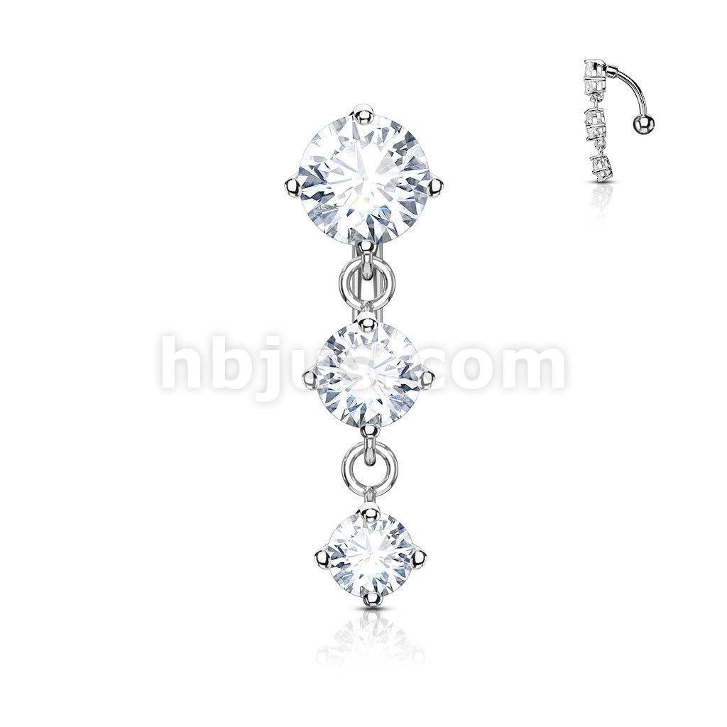316L Surgical Steel 316L Surgical Steel Three Prong Set Round CZ... - Image 2