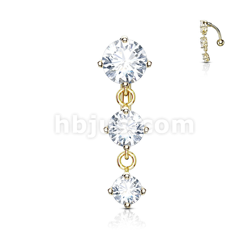 316L Surgical Steel 316L Surgical Steel Three Prong Set Round CZ... - Image 3