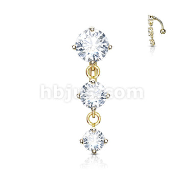 316L Surgical Steel 316L Surgical Steel Three Prong Set Round CZ... - Image 3