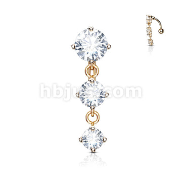 316L Surgical Steel 316L Surgical Steel Three Prong Set Round CZ... - Image 4
