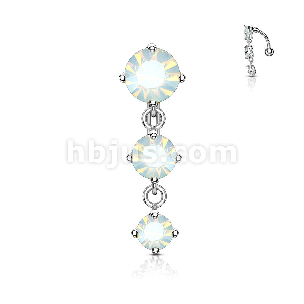 316L Surgical Steel 316L Surgical Steel Three Prong Set Round Opalite... - Image 5