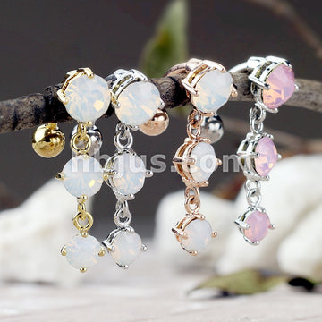 316L Surgical Steel 316L Surgical Steel Three Prong Set Round Opalite... - Image 6