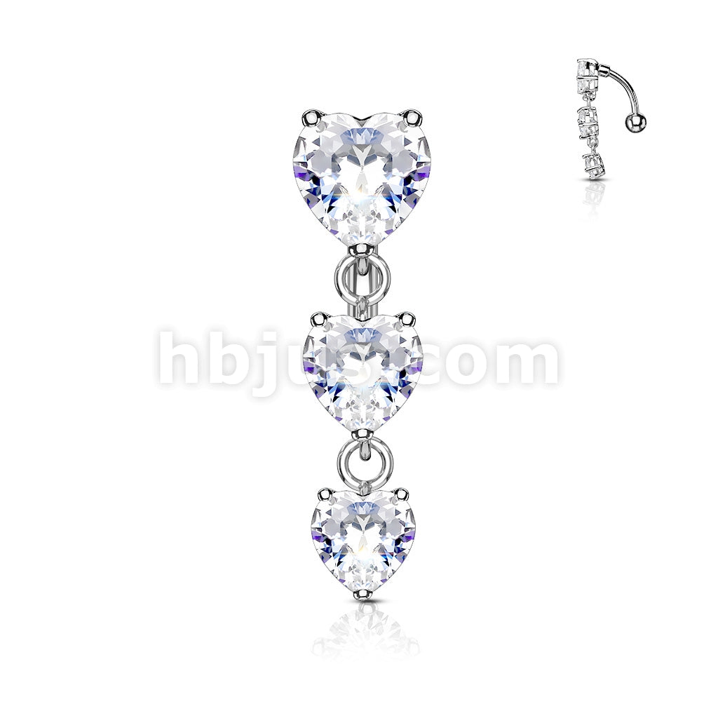 316L Surgical Steel 316L Surgical Steel Three Prong Set Heart CZ... - Image 2