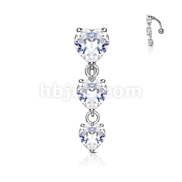 316L Surgical Steel 316L Surgical Steel Three Prong Set Heart CZ... - Image 2