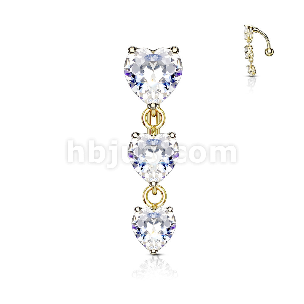 316L Surgical Steel 316L Surgical Steel Three Prong Set Heart CZ... - Image 3