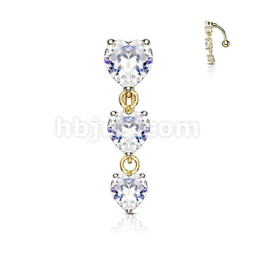316L Surgical Steel 316L Surgical Steel Three Prong Set Heart CZ... - Image 3