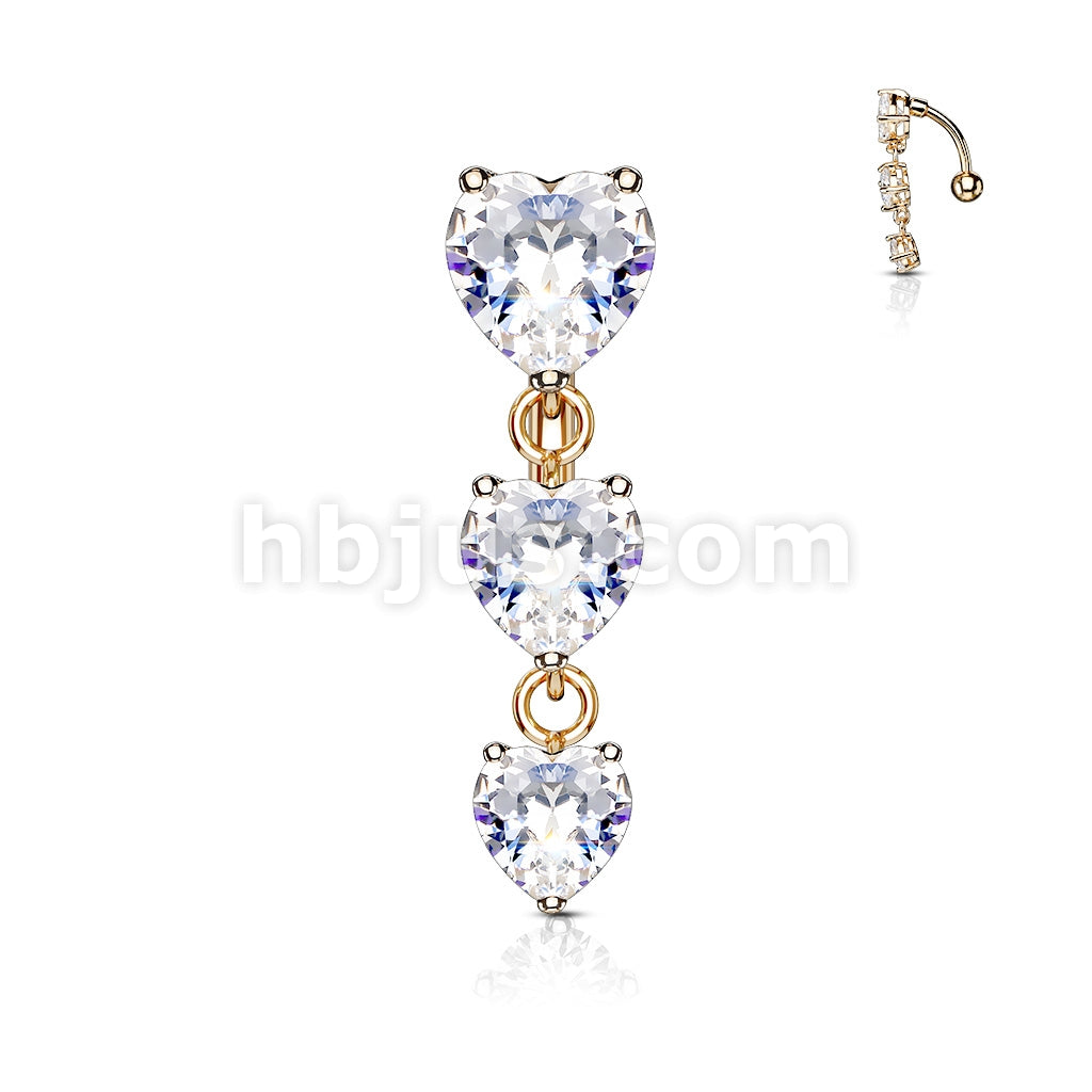 316L Surgical Steel 316L Surgical Steel Three Prong Set Heart CZ... - Image 4