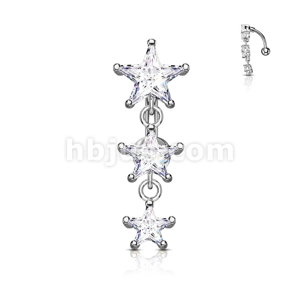 316L Surgical Steel 316L Surgical Steel Three Prong Set Star CZ... - Image 2
