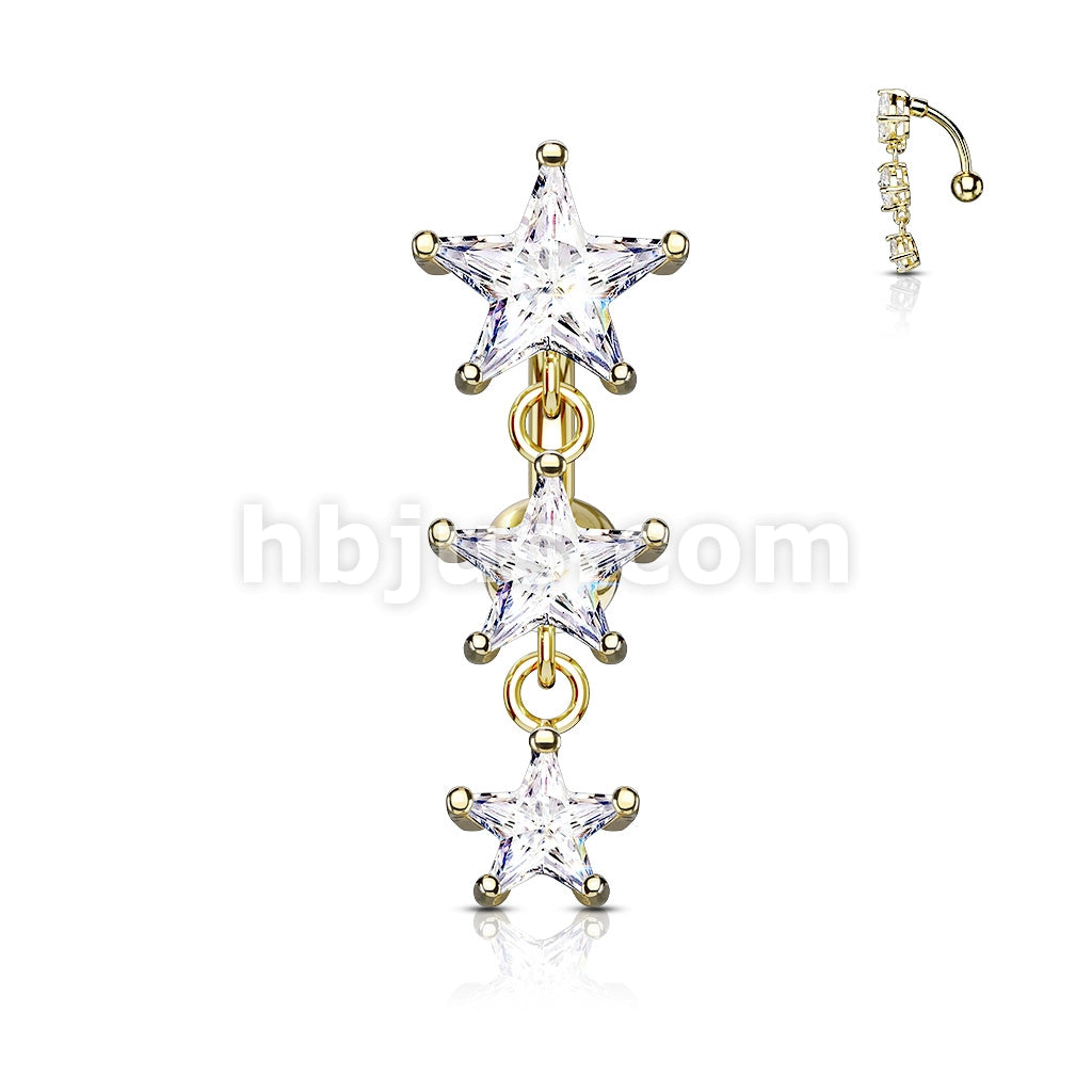 316L Surgical Steel 316L Surgical Steel Three Prong Set Star CZ... - Image 3