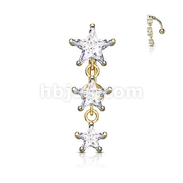316L Surgical Steel 316L Surgical Steel Three Prong Set Star CZ... - Image 3
