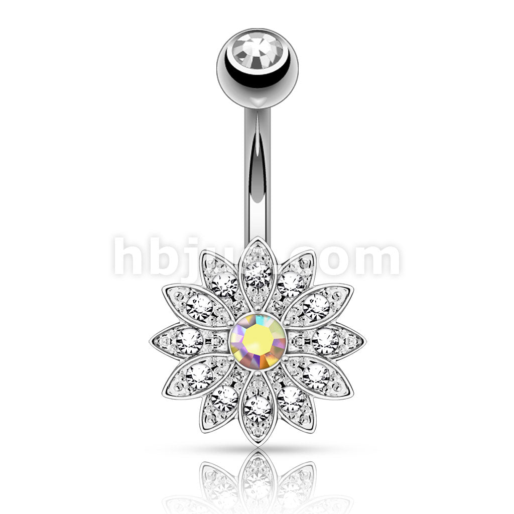 316L Surgical Steel 316L Surgical Steel Petite Crystal Paved Flower... - Image 2