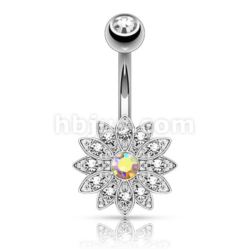 316L Surgical Steel 316L Surgical Steel Petite Crystal Paved Flower... - Image 2