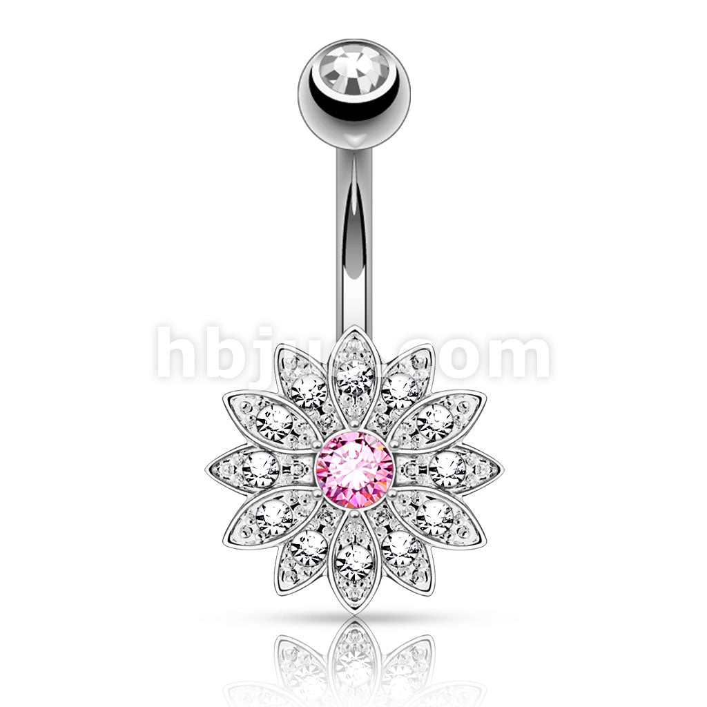 316L Surgical Steel 316L Surgical Steel Petite Crystal Paved Flower... - Image 3