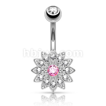 316L Surgical Steel 316L Surgical Steel Petite Crystal Paved Flower... - Image 3