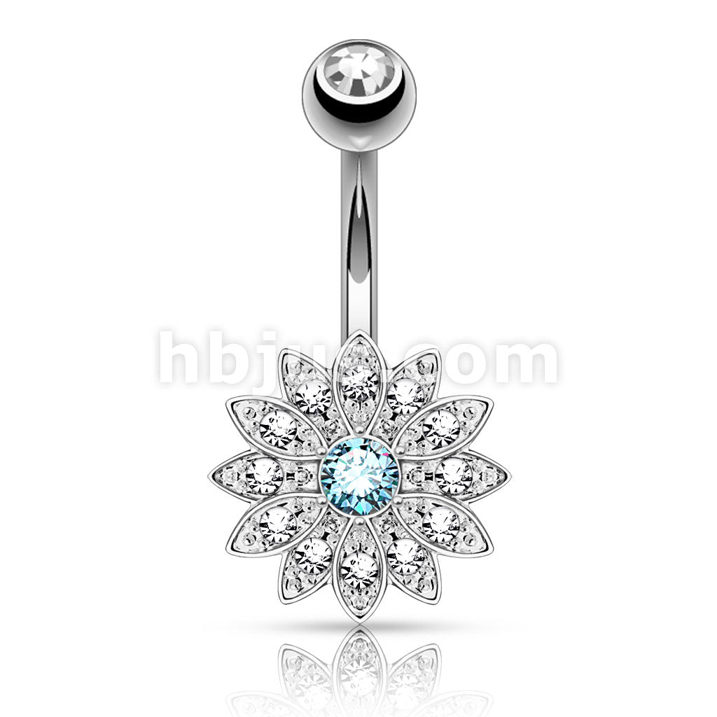 316L Surgical Steel 316L Surgical Steel Petite Crystal Paved Flower... - Image 4