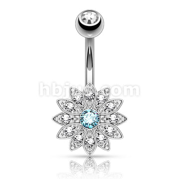 316L Surgical Steel 316L Surgical Steel Petite Crystal Paved Flower... - Image 4