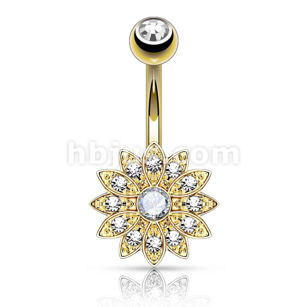 316L Surgical Steel 316L Surgical Steel Petite Crystal Paved Flower... - Image 5