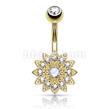316L Surgical Steel 316L Surgical Steel Petite Crystal Paved Flower... - Image 5