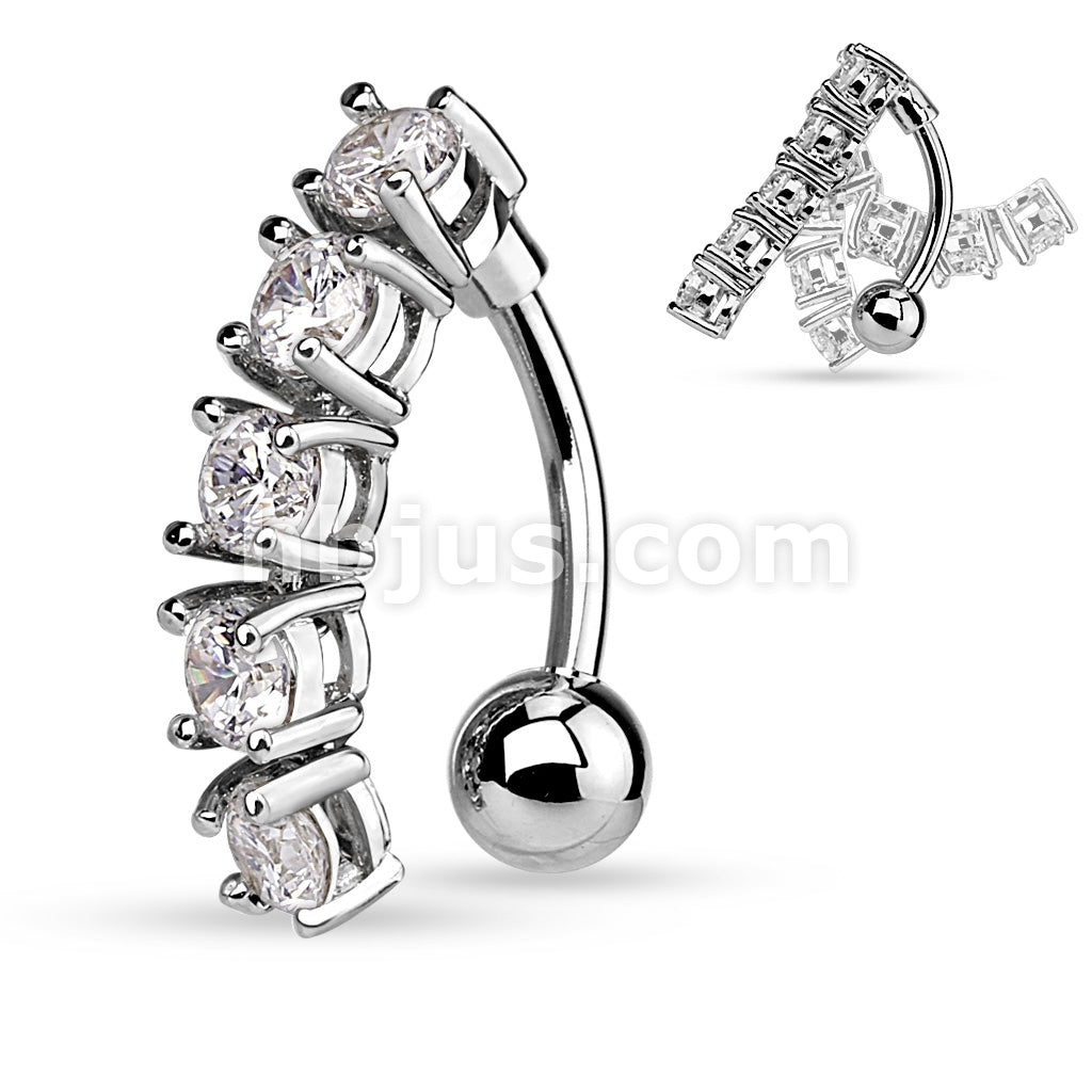 316L Surgical Steel 316L Surgical Steel 5 CZ Vertical Drop Belly Button... - Image 2