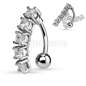 316L Surgical Steel 316L Surgical Steel 5 CZ Vertical Drop Belly Button... - Image 2