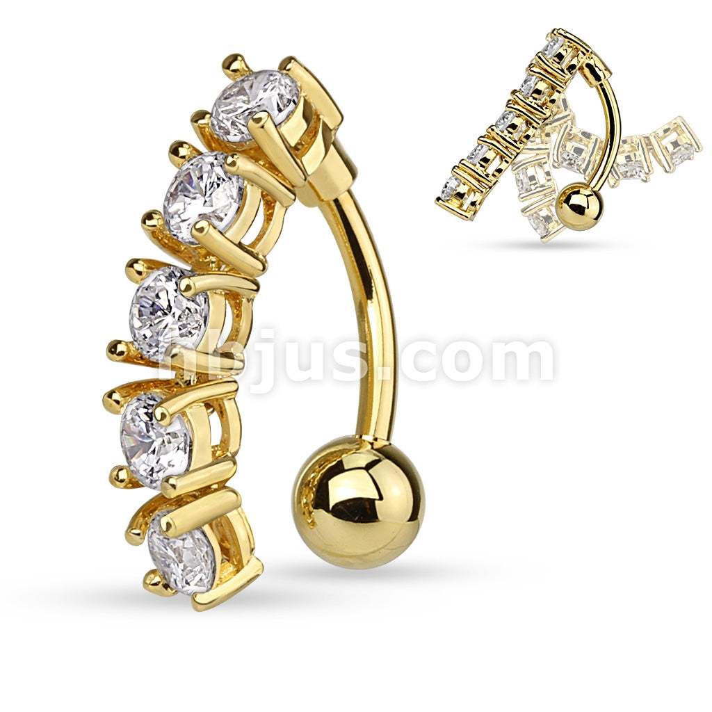 316L Surgical Steel 316L Surgical Steel 5 CZ Vertical Drop Belly Button... - Image 3