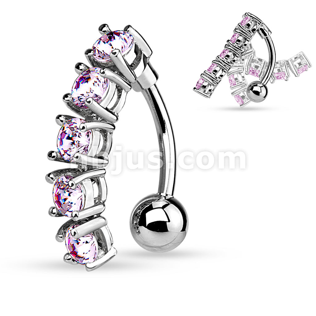 316L Surgical Steel 316L Surgical Steel 5 CZ Vertical Drop Belly Button... - Image 4