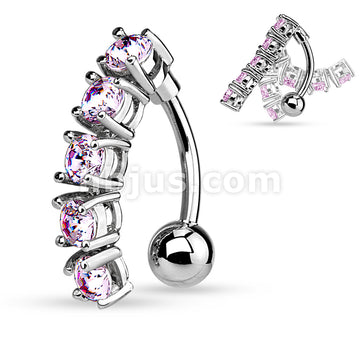 316L Surgical Steel 316L Surgical Steel 5 CZ Vertical Drop Belly Button... - Image 4