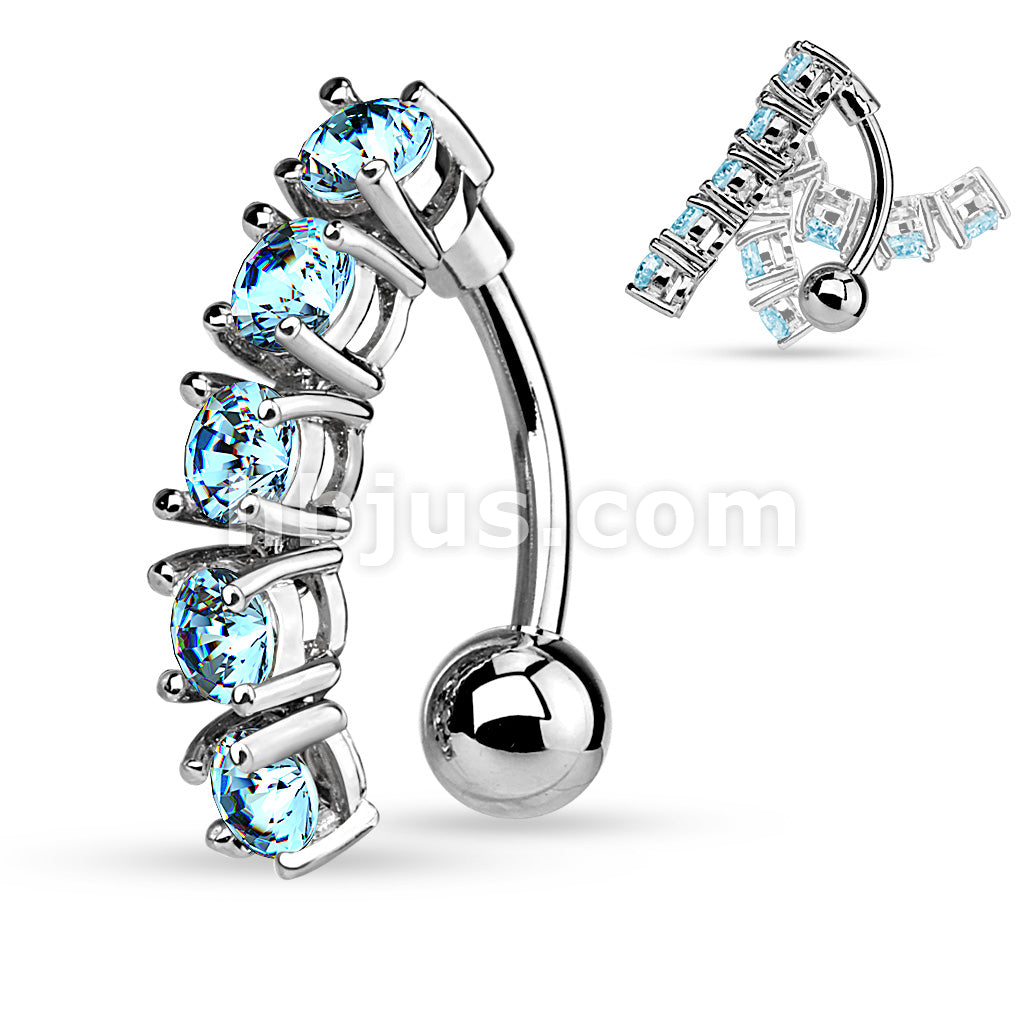316L Surgical Steel 316L Surgical Steel 5 CZ Vertical Drop Belly Button... - Image 5