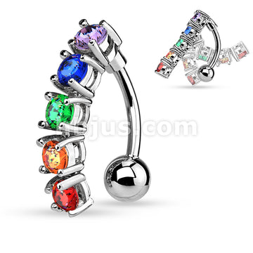 316L Surgical Steel 316L Surgical Steel 5 CZ Vertical Drop Belly Button... - Image 7
