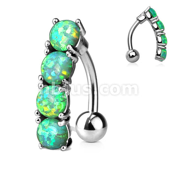 316L Surgical Steel 316L Surgical Steel Vertical Drop Top Down Opal Set... - Image 3