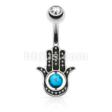 316L Surgical Steel 316L Surgical Steel Hamsa Hand With Stone Palm... - Image 2
