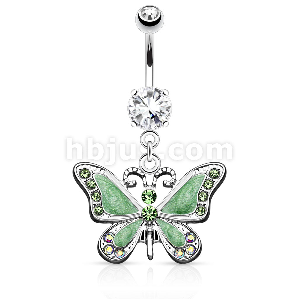 316L Surgical Steel 316L Surgical Steel Butterfly Dangle With CZ Belly... - Image 2