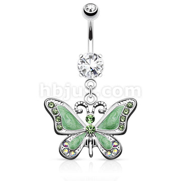 316L Surgical Steel 316L Surgical Steel Butterfly Dangle With CZ Belly... - Image 2