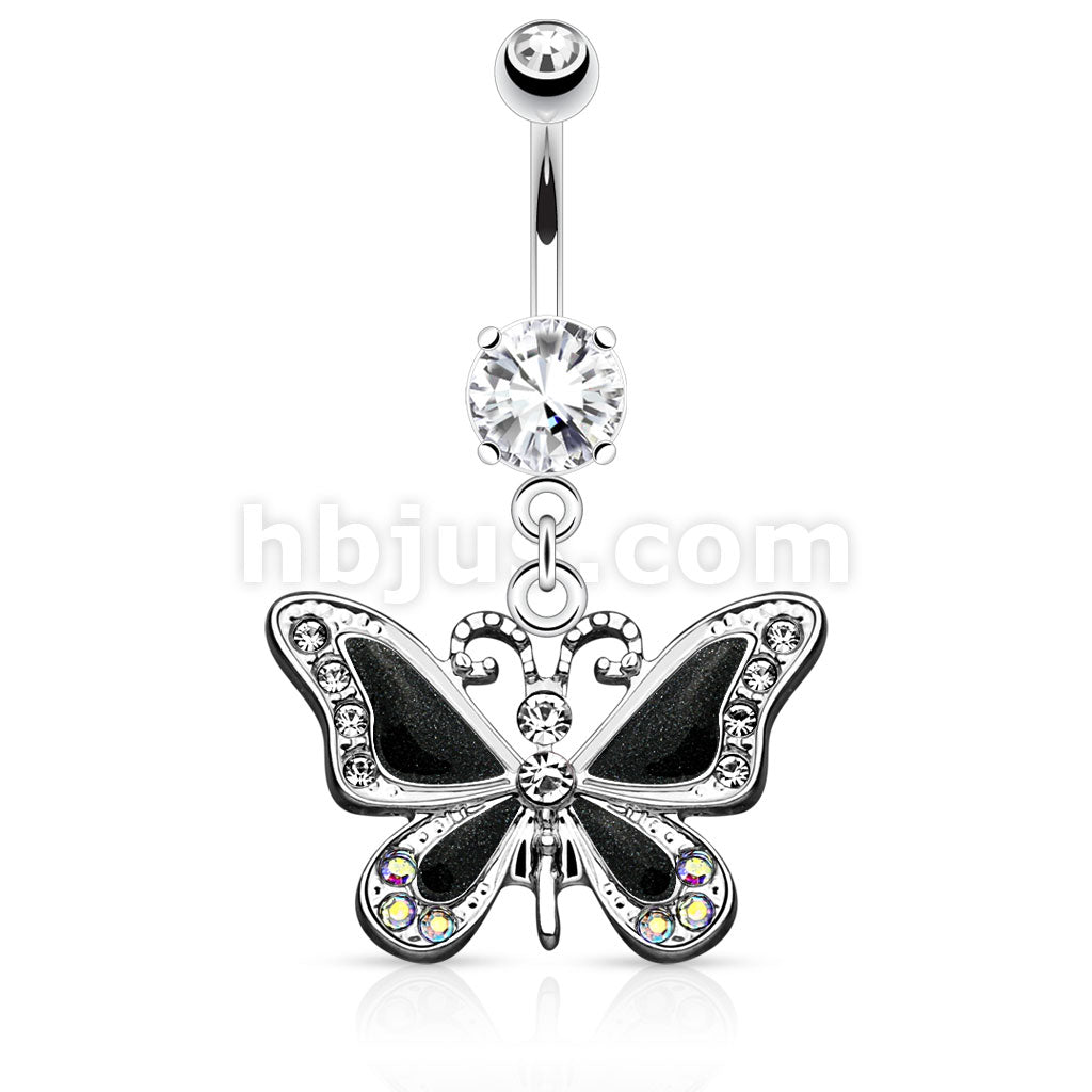 316L Surgical Steel 316L Surgical Steel Butterfly Dangle With CZ Belly... - Image 3