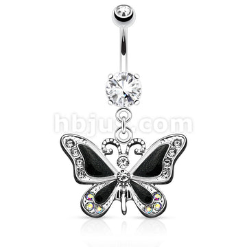 316L Surgical Steel 316L Surgical Steel Butterfly Dangle With CZ Belly... - Image 3