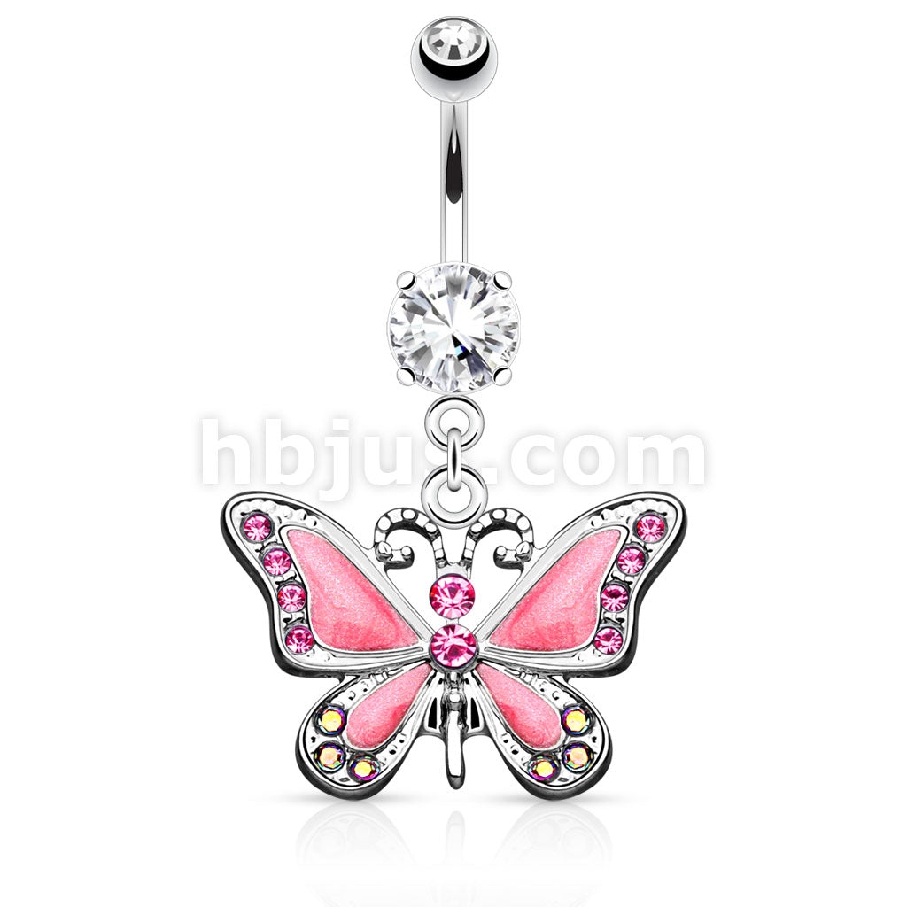 316L Surgical Steel 316L Surgical Steel Butterfly Dangle With CZ Belly... - Image 4