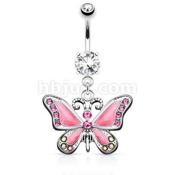 316L Surgical Steel 316L Surgical Steel Butterfly Dangle With CZ Belly... - Image 4