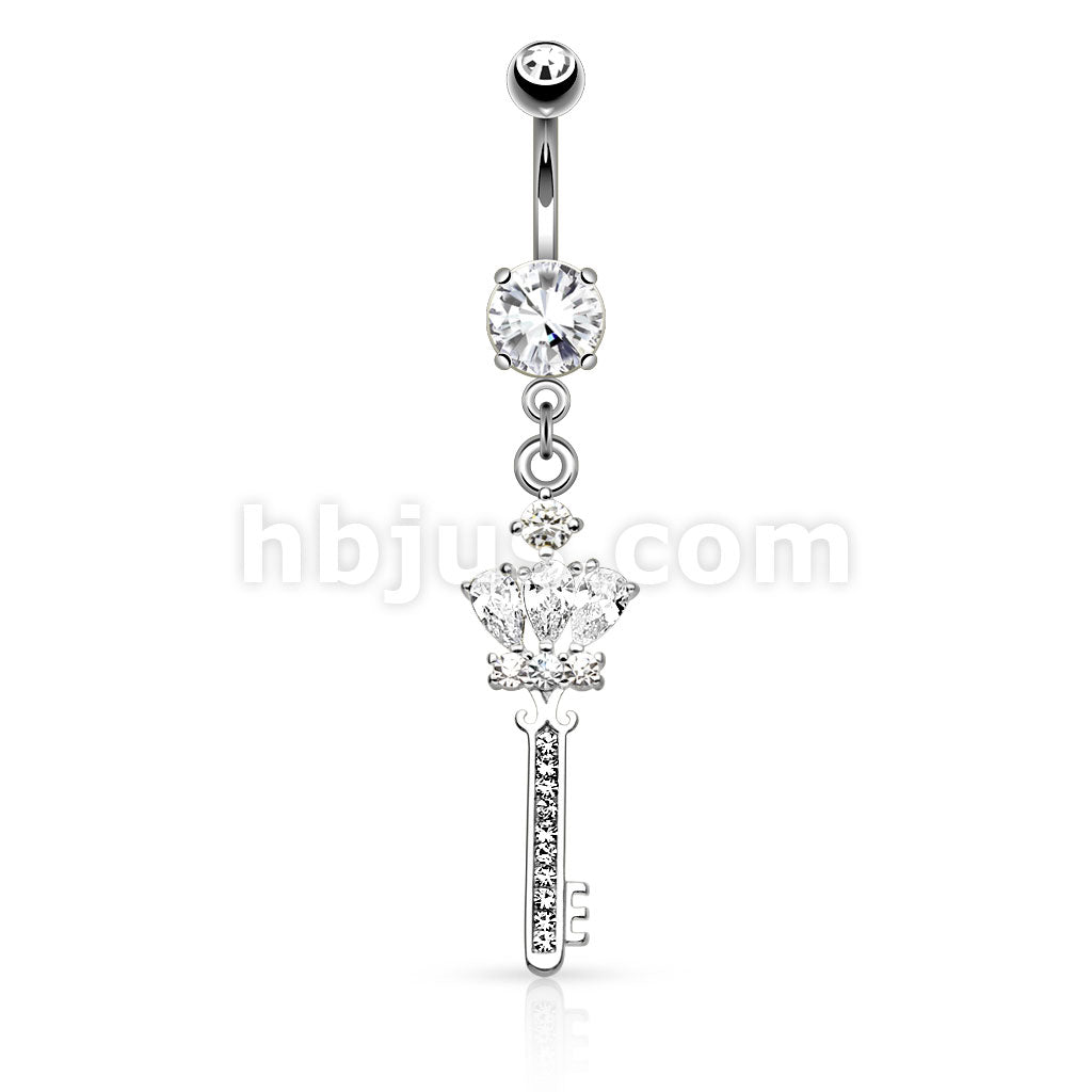 316L Surgical Steel 316L Surgical Steel Crown CZ Key With Paved Gem... - Image 2