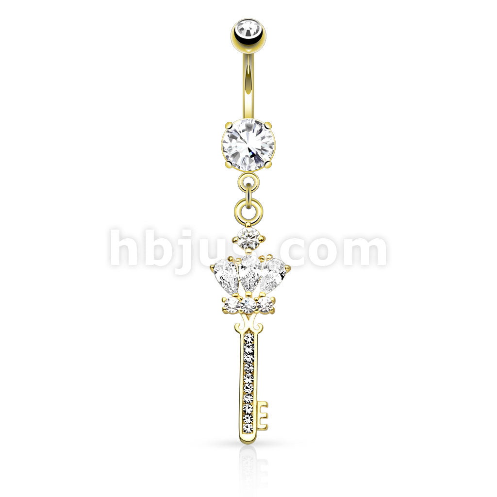 316L Surgical Steel 316L Surgical Steel Crown CZ Key With Paved Gem... - Image 3