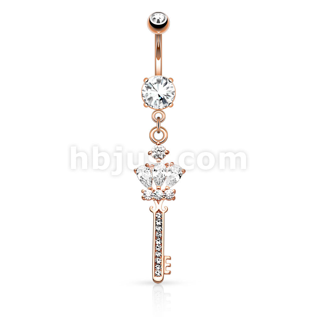 316L Surgical Steel 316L Surgical Steel Crown CZ Key With Paved Gem... - Image 4