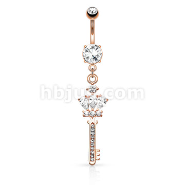 316L Surgical Steel 316L Surgical Steel Crown CZ Key With Paved Gem... - Image 4