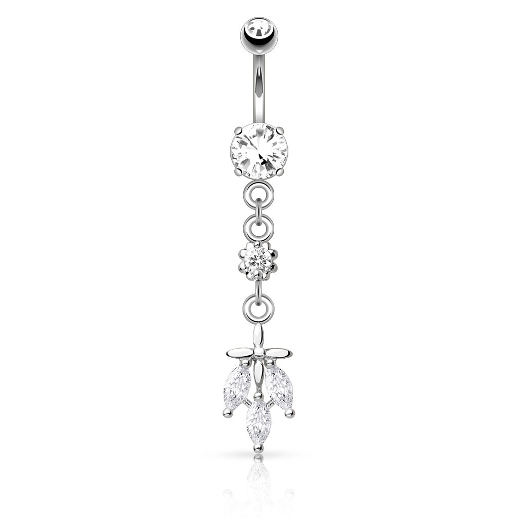 316L Surgical Steel 316L Surgical Steel Triple CZ Falling Leaf Dangle... - Image 2