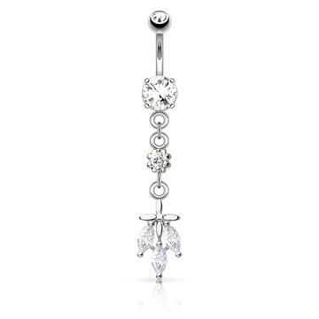 316L Surgical Steel 316L Surgical Steel Triple CZ Falling Leaf Dangle... - Image 2
