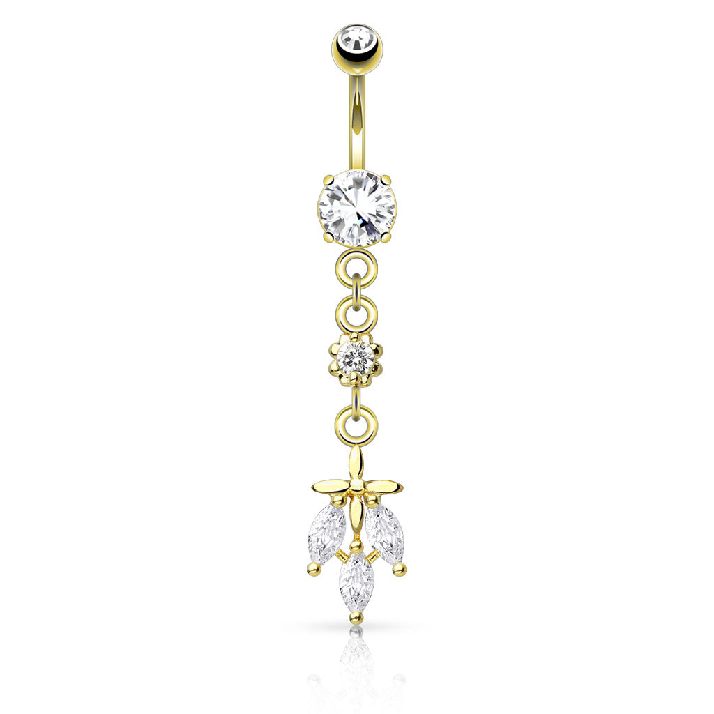 316L Surgical Steel 316L Surgical Steel Triple CZ Falling Leaf Dangle... - Image 3