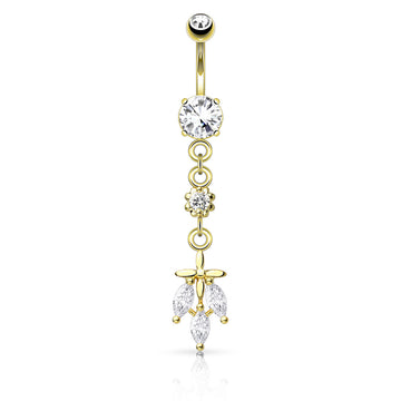 316L Surgical Steel 316L Surgical Steel Triple CZ Falling Leaf Dangle... - Image 3